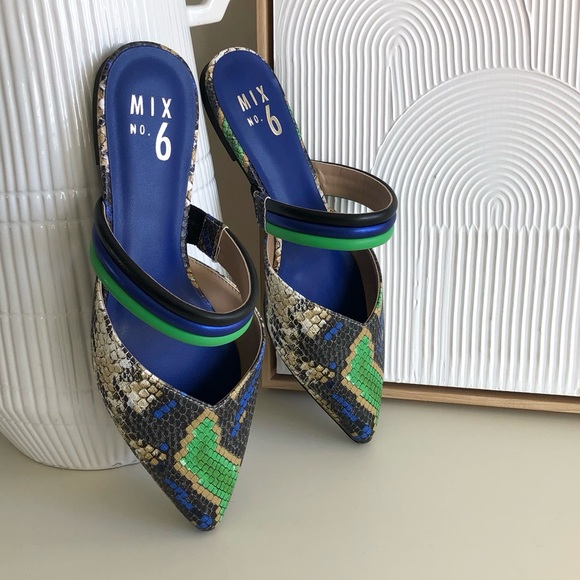 Mix No. 6 New Izabela snake skin blue green black flats Size 6 - Picture 3 of 17